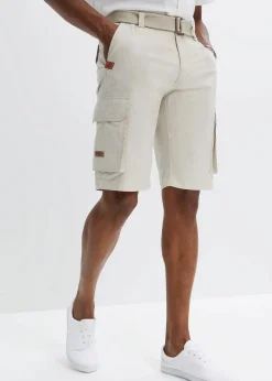 bonprix Große Größen|Shorts|Cargo-Bermuda mit Komfortbund und Gürtel, Regular Fit kitt