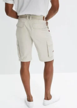 bonprix Große Größen|Shorts|Cargo-Bermuda mit Komfortbund und Gürtel, Regular Fit kitt