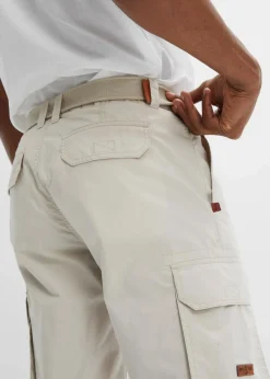 bonprix Große Größen|Shorts|Cargo-Bermuda mit Komfortbund und Gürtel, Regular Fit kitt