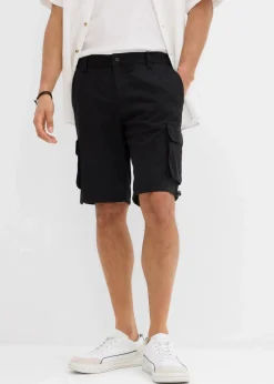 bonprix Hosen|Shorts|Cargo-Bermuda mit Komfortbund, Regular Fit schwarz