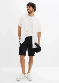 bonprix Hosen|Shorts|Cargo-Bermuda mit Komfortbund, Regular Fit schwarz