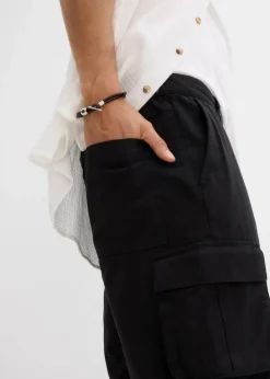 bonprix Hosen|Shorts|Cargo-Bermuda mit Komfortbund, Regular Fit schwarz
