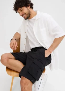 bonprix Hosen|Shorts|Cargo-Bermuda mit Komfortbund, Regular Fit schwarz