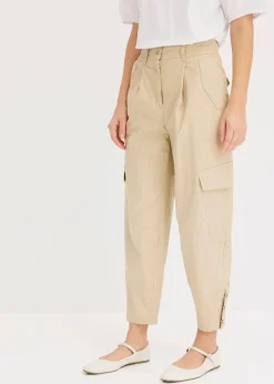 bonprix Bekleidung·Kleider|Hosen|Cargohose aus Baumwolle mit Stretch grünbeige
