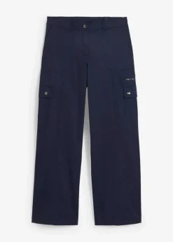 bonprix Hosen|Bekleidung·Kleider|Cargohose aus Baumwolle, Mid Waist dunkelblau