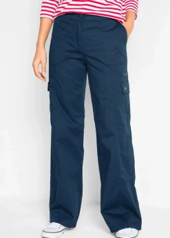 bonprix Hosen|Bekleidung·Kleider|Cargohose aus Baumwolle, Mid Waist dunkelblau