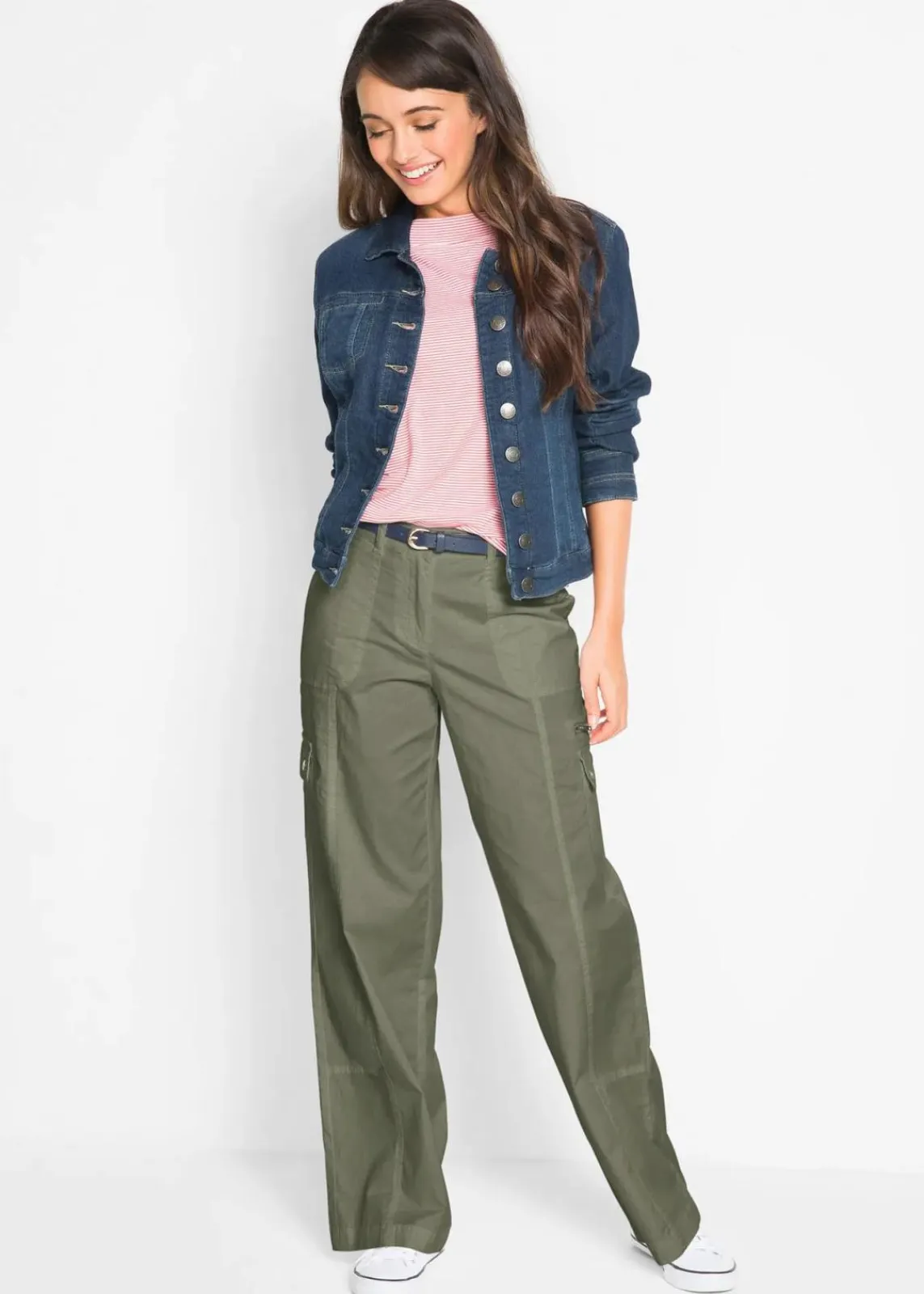 Cargohose aus Baumwolle, Mid Waist|bonprix