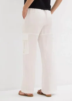 bonprix Hosen|Cargohose aus fließendem Lyocell-Mix wollweiß