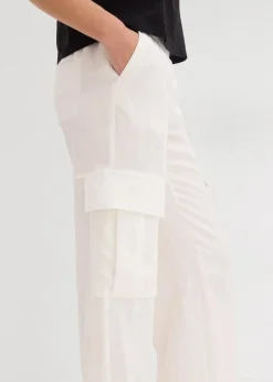 bonprix Hosen|Cargohose aus fließendem Lyocell-Mix wollweiß