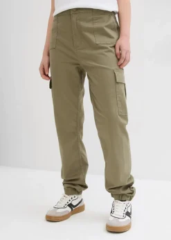 bonprix Mädchen 9-16 Jahre·Hosen & Leggings|Cargohose mit aufgesetzten Taschen oliv