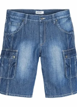 bonprix Große Größen|Shorts|Cargo-Jeans-Bermuda Regular Fit blau denim