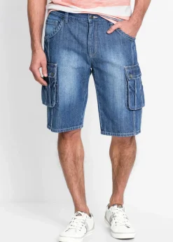 bonprix Große Größen|Shorts|Cargo-Jeans-Bermuda Regular Fit blau denim
