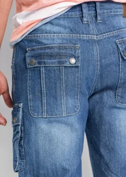 bonprix Große Größen|Shorts|Cargo-Jeans-Bermuda Regular Fit blau denim