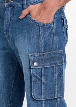 bonprix Große Größen|Shorts|Cargo-Jeans-Bermuda Regular Fit blau denim