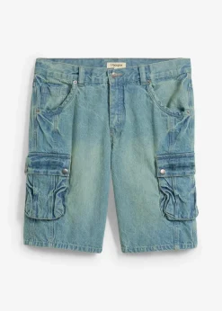 bonprix Jeans|Shorts|Cargo-Jeans-Bermuda Regular Fit blau-grün denim