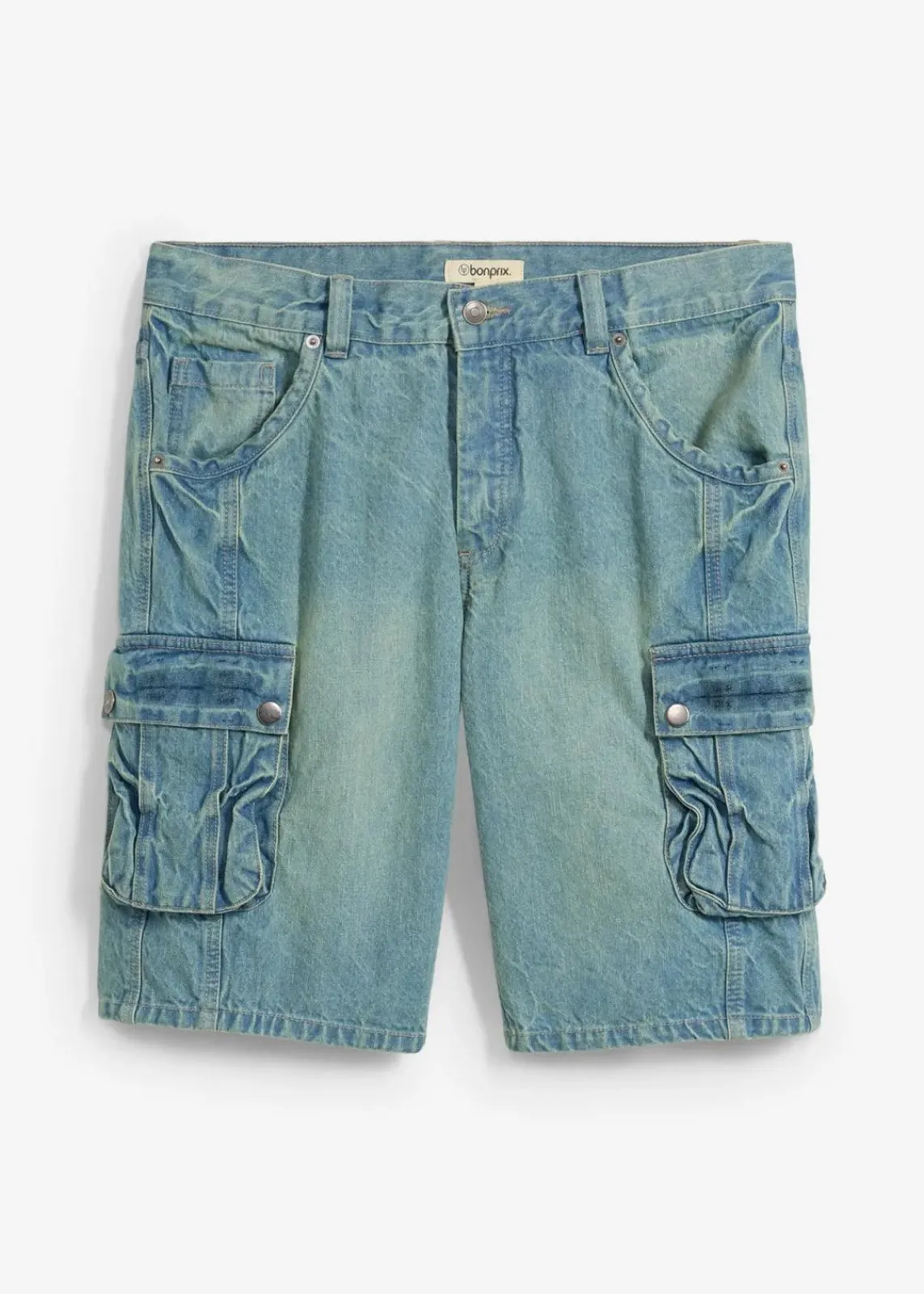 bonprix Jeans|Shorts|Cargo-Jeans-Bermuda Regular Fit blau-grün denim