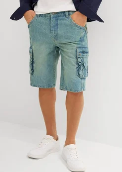 bonprix Jeans|Shorts|Cargo-Jeans-Bermuda Regular Fit blau-grün denim
