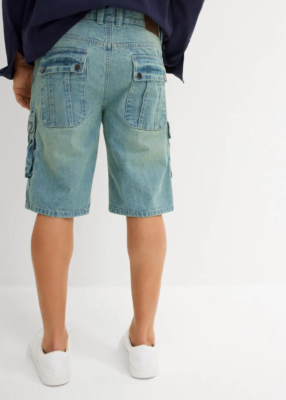 bonprix Jeans|Shorts|Cargo-Jeans-Bermuda Regular Fit blau-grün denim