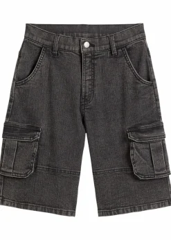bonprix Jungen 9-16 Jahre·Shorts|Jungen 9-16 Jahre·Jeans|Cargo-Jeans-Bermudav mit verstellbarem Bund, Loose Fit schwarz denim