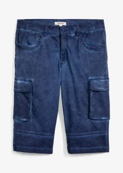 bonprix Hosen|Shorts|Cargo-Long-Stretch-Bermuda mit Komfortschnitt, Regular Fit mitternachtsblau