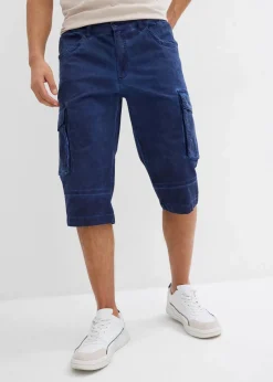 bonprix Hosen|Shorts|Cargo-Long-Stretch-Bermuda mit Komfortschnitt, Regular Fit mitternachtsblau