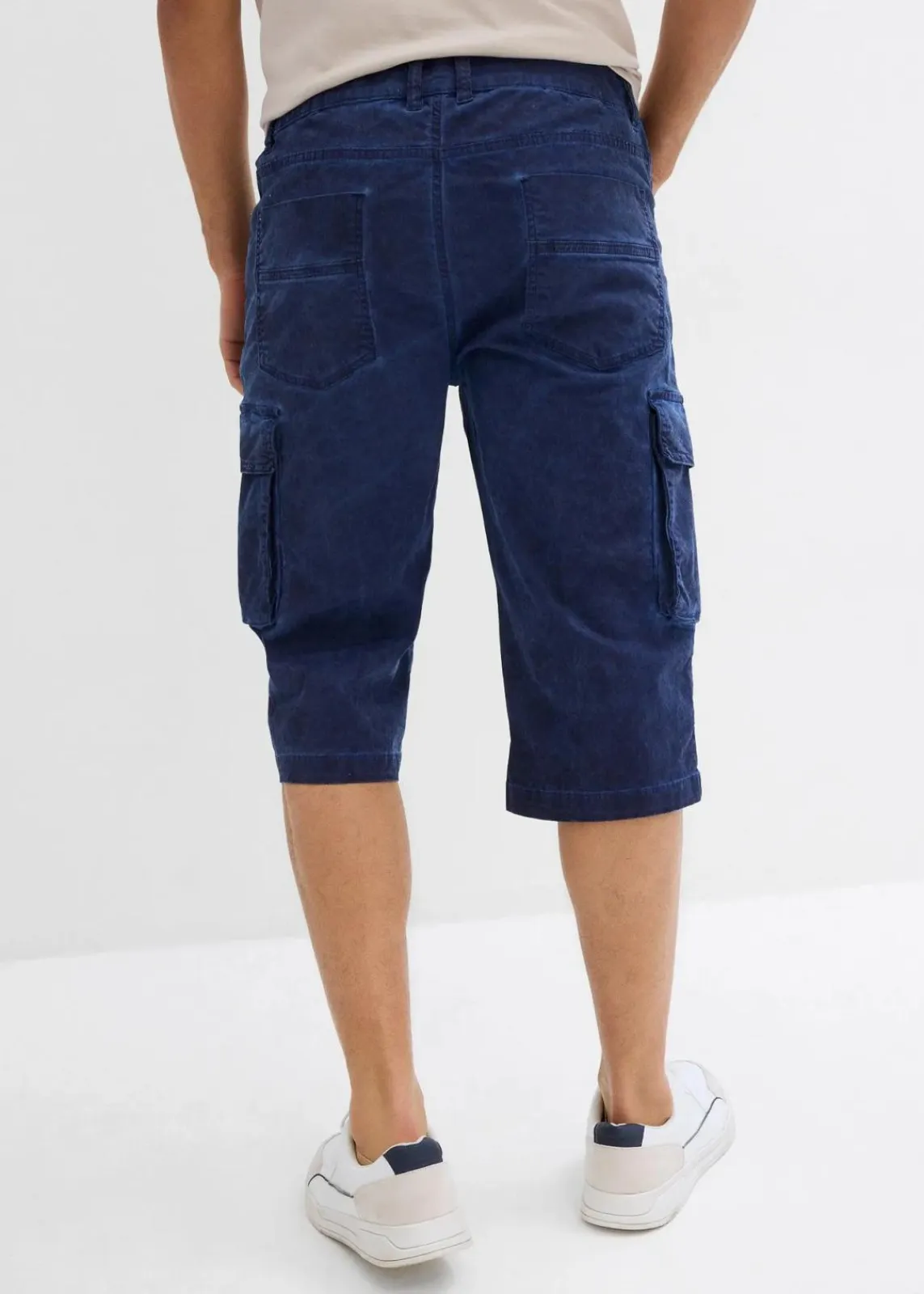 bonprix Hosen|Shorts|Cargo-Long-Stretch-Bermuda mit Komfortschnitt, Regular Fit mitternachtsblau