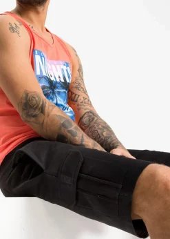 bonprix Shorts|Sportbekleidung|Cargo-Sweat-Bermuda schwarz