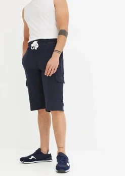 bonprix Große Größen|Shorts|Cargo-Sweatbermuda aus reiner Bio-Baumwolle dunkelblau