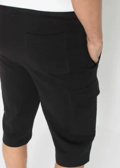 bonprix Hosen|Sportbekleidung|Cargo-Sweatbermuda aus reiner Bio-Baumwolle schwarz