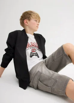 bonprix Jungen 9-16 Jahre·Jeans|Jungen 9-16 Jahre·Shorts|Cargo-Sweatjeans-Bermuda, Regular Fit hellgrau denim