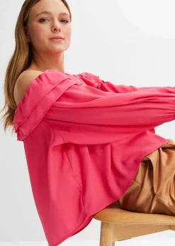bonprix Bekleidung·Jacken & Mäntel|Blusen & Tuniken|Carmenbluse aus recyceltem Polyester dunkelpink