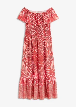 bonprix Bekleidung·Pullover & Strickjacken|Kleider|Carmen-Kleid rot/weiß bedruckt