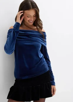 Carmenshirt aus softem Samt|bonprix Sale