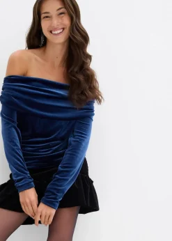 Carmenshirt aus softem Samt|bonprix Sale