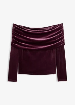 Carmenshirt aus softem Samt|bonprix Online