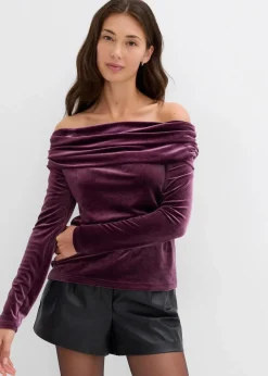Carmenshirt aus softem Samt|bonprix Online