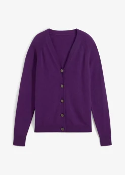 bonprix Pullover & Strickjacken|Strickmode|Cashmerestrickjacke mit Good Cashmere Standard®-Anteil tieflila