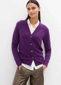 bonprix Pullover & Strickjacken|Strickmode|Cashmerestrickjacke mit Good Cashmere Standard®-Anteil tieflila