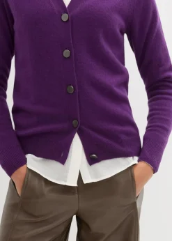 bonprix Pullover & Strickjacken|Strickmode|Cashmerestrickjacke mit Good Cashmere Standard®-Anteil tieflila