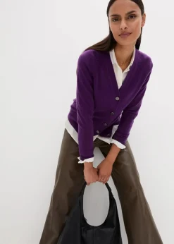 bonprix Pullover & Strickjacken|Strickmode|Cashmerestrickjacke mit Good Cashmere Standard®-Anteil tieflila