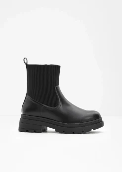 bonprix Gefütterte Winterschuhe|Stiefeletten|Chelsea Boot schwarz