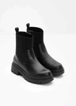 bonprix Gefütterte Winterschuhe|Stiefeletten|Chelsea Boot schwarz