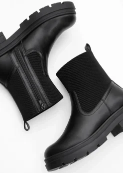 bonprix Gefütterte Winterschuhe|Stiefeletten|Chelsea Boot schwarz