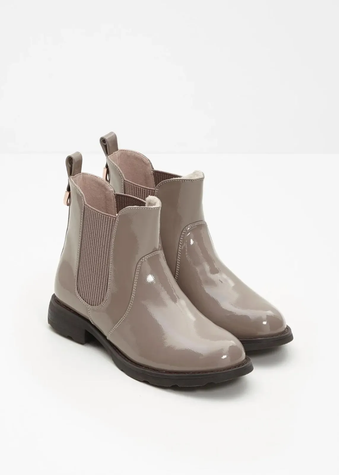 bonprix Gefütterte Winterschuhe|Stiefeletten|Chelsea Boot taupe