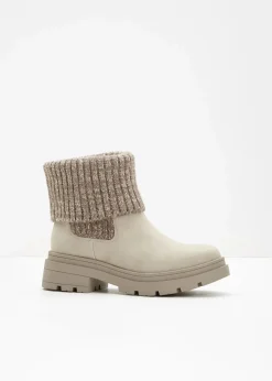bonprix Gefütterte Winterschuhe|Stiefeletten|Chelsea Boot beige