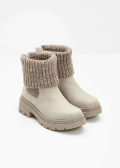 bonprix Gefütterte Winterschuhe|Stiefeletten|Chelsea Boot beige