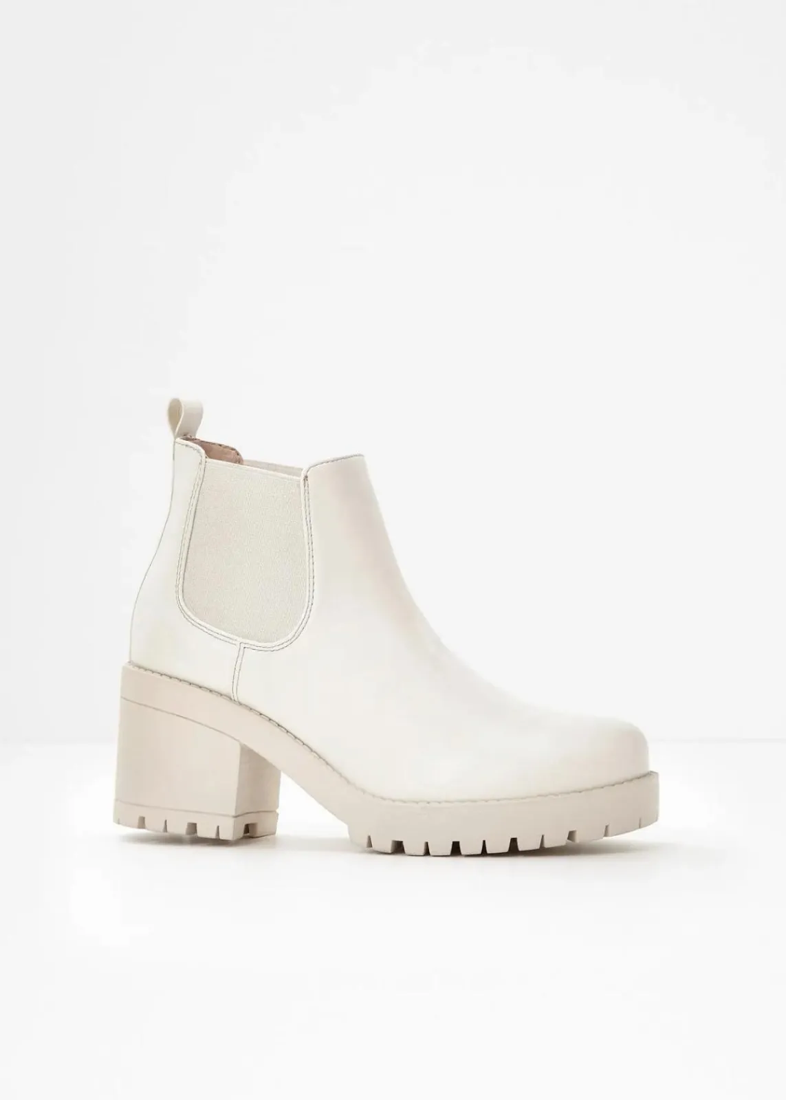 bonprix Schuhe & Accessoires In Spezialgrößen·Schuhe In Übergröße|Schuhe & Accessoires In Spezialgrößen·Elastischer Schaft|Chelsea-Boots mit Blockabsatz beige