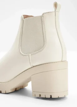bonprix Schuhe & Accessoires In Spezialgrößen·Schuhe In Übergröße|Schuhe & Accessoires In Spezialgrößen·Elastischer Schaft|Chelsea-Boots mit Blockabsatz beige