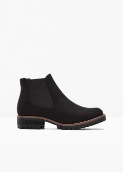 bonprix Schuhe & Accessoires In Spezialgrößen·Schuhe In Übergröße|Schuhe & Accessoires In Spezialgrößen·Elastischer Schaft|Chelsea-Boots mit Profilsohle schwarz