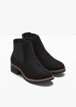 bonprix Schuhe & Accessoires In Spezialgrößen·Schuhe In Übergröße|Schuhe & Accessoires In Spezialgrößen·Elastischer Schaft|Chelsea-Boots mit Profilsohle schwarz